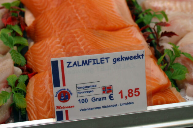 Salmon fillet in a supermarket in the Netherlands.